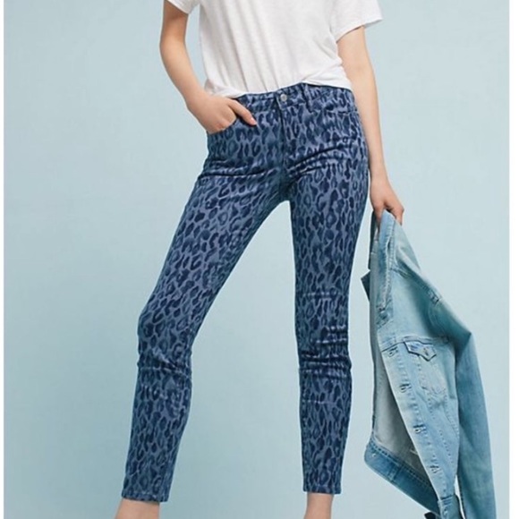 Pilcro and the Letterpress Denim - Anthropologie Pilcro mid-rise leopard skinny jeans